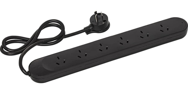HPM Surge Protected 6 Outlet Powerboard Black