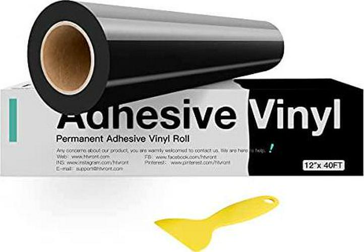 HTVRONT Black Permanent Vinyl, Black Vinyl for Cricut - 12 x 40 FT Black Adhesive Vinyl Roll for Cricut, Silhouette, Cameo Cutters, Signs, Scrapbooking, Craft, Die Cutters (Glossy Black)