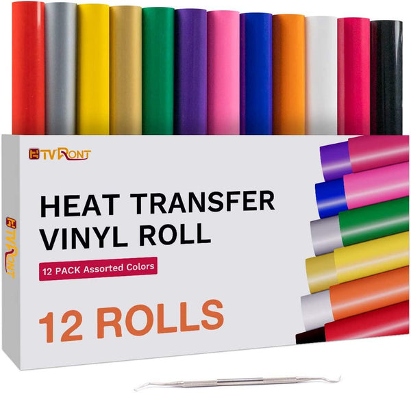 HTV Vinyl Rolls Heat Transfer Vinyl - 12 x 8ft Black HTV Vinyl for Shirts, Iron on Vinyl for Cricut and Cameo - Easy to Cut and Weed for Heat Vinyl Design (Black)