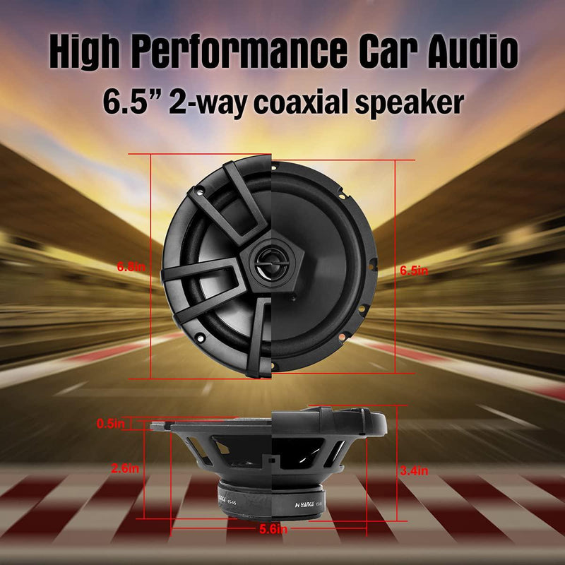 H YANKA 6.5 Car Speakers,Full Range Stereo 500 Watt Max 2-Way Coaxial Car Audio Speaker, Professional Car Speaker,no Distortion and Sound Stereo,Y30 Magnet Woofer and NdFeB Tweeter 1 Pair