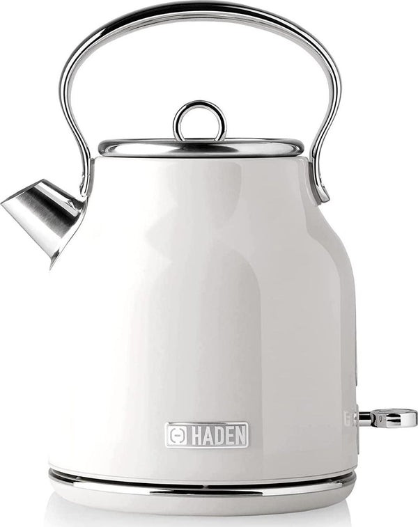 Haden Heritage Cordless Kettle - Traditional Electric Fast Boil Kettle - 3000W, 1.7 Litre, White - CE23