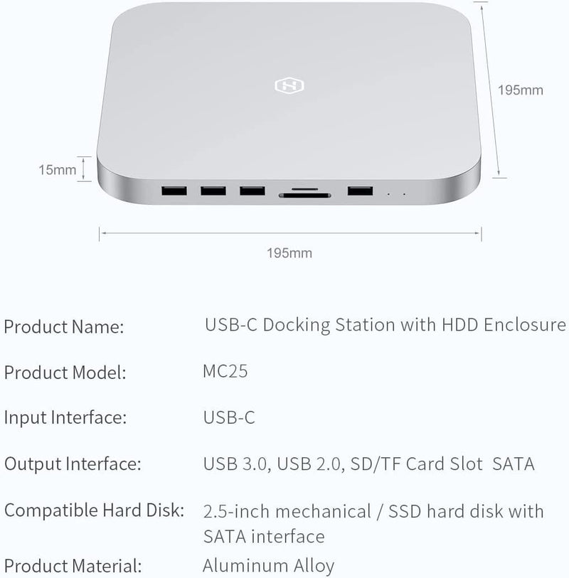 Hagibis USB-C Hub with M.2 SSD Enclosure, 2-in-1 Type-C Docking Station &  M.2 NVMe SSD External Hard Drive Enclosure, USB C to 4K@60Hz HDMI, 100W PD