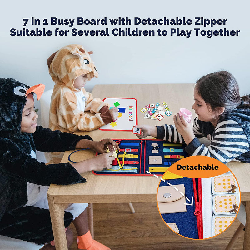 HarVow Busy Board for Toddlers, Sensory Activity Board for Preschool  Learning Toys Quiet Book Montessori Educational Toys for Autism with Zipper