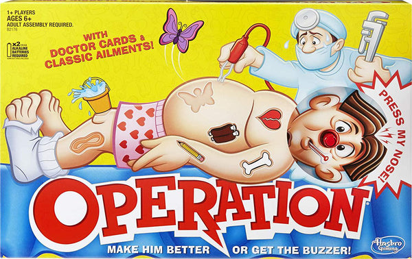 Hasbro B2176 Operation Classic Game- Operate on Cavity Sam- play the doctor- 1+ player- Electronic Board Games and Toys for kids- Ages 6+