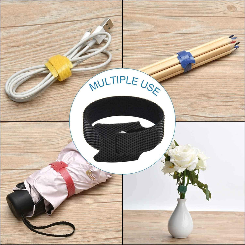  Reusable Fastening Cable Ties Adjustable Cord Ties, Microfiber  Cloth Cable Management Straps Hook Loop Cord Organizer Wire Ties (Black -  60PCS) : Electronics
