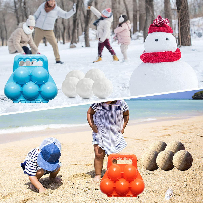 Holady 3 Pack Snowball Makers - Makes 5 Snowballs at Once - Outdoor Winter Snow Toys for Kids and Adults, Snowball Maker Tool with Handle for Snow Ball Fights Orange,Blue,Green