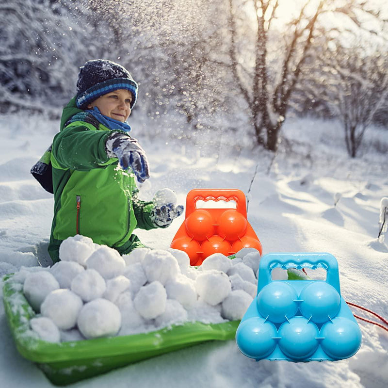 Holady 3 Pack Snowball Makers - Makes 5 Snowballs at Once - Outdoor Winter Snow Toys for Kids and Adults, Snowball Maker Tool with Handle for Snow Ball Fights Orange,Blue,Green