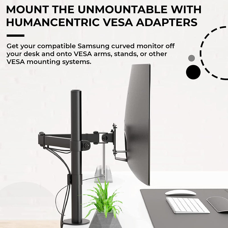 HumanCentric VESA Mount Adapter for Samsung Curved Monitors U32R590, U32R590C, U32R592, and U32R591, VESA Adapter Bracket Mounts Monitor to VESA Stand, Arm or Desk Mount with 75x75 or 100x100 mm