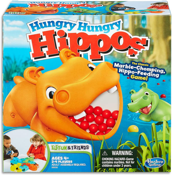 Hungry Hungry Hippos Classic - Elefun and Friends - Marble Chomping, Hippo Feeding - 2 to 4 Players - Board Games and Toys for Kids, Boys, Girls - Ages 4+