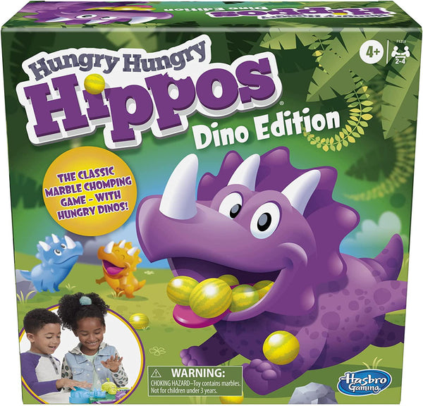 Hungry Hungry Hippos Dino Edition - Classic Marble Chomping Game With Dinosaur Twist - 2 Modes of Play - 2 to 4 Players - Family Board Games and Toys for Kids - Boys and Girls - F1359 - Ages 4+