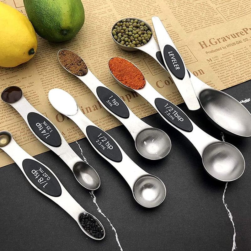 Generic Magnetic Measuring Spoons Set of 8 Stainless Steel Stackable Dual  Sided Teaspoon Tablespoon for Measuring