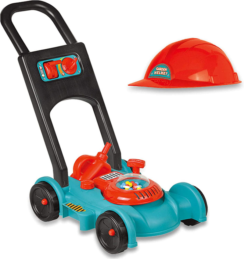 IQ Toys Lawn Mower Toy for Kids - Garden Gas Lawn Mower with Gardener Hat and Pretend Gas Tank for Kids