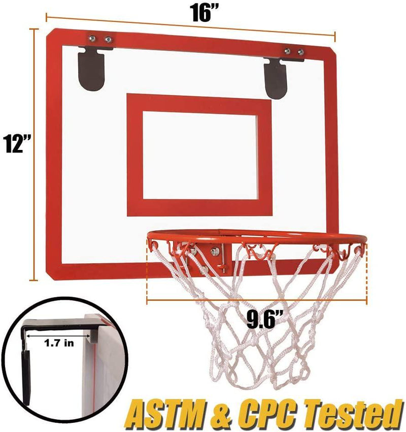 Indoor Mini Basketball Hoop and Balls 16 x12 - Basketball Hoop for Door Set - Indoor Mini Basketball Game for Kids