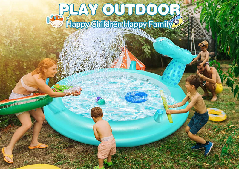 Inflatable Kids Pool with Sprinkler Kids Adults Toddler Baby 79&#039;&#039; Kiddie Splash Pool for Swimming Learning Summer Wading Swimming Pool Outdoor Water Toys for Garden Backyard Summer Water Party