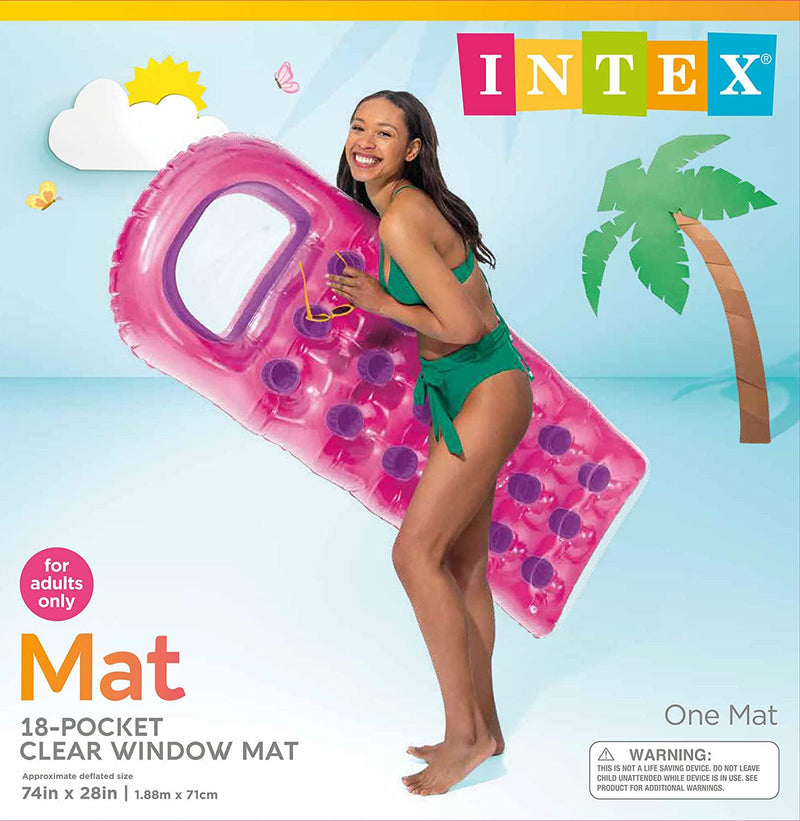 Intex 18-Pocket Suntanner Inflatable Lounge, 74 X 28 , 1 Pack (Colors May Vary)