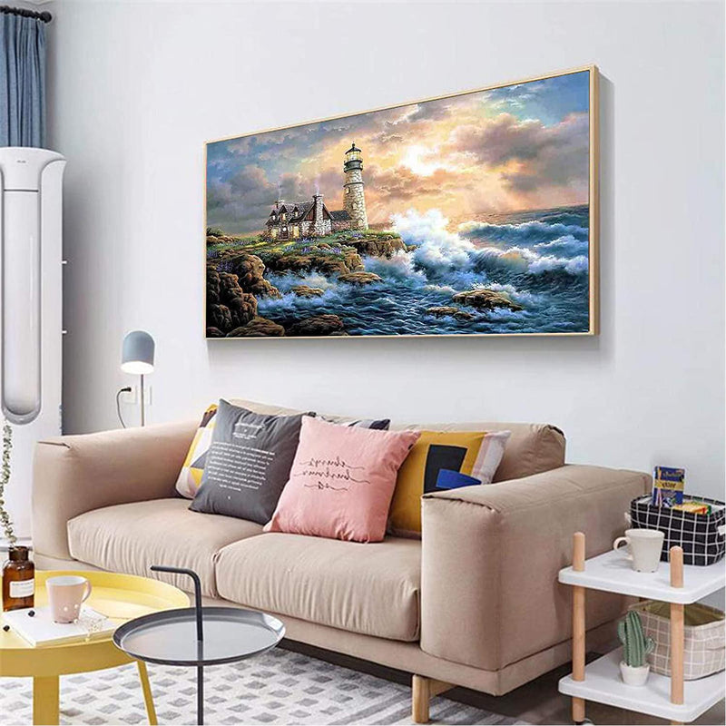  JATOK Large Diamond Painting Kits for Adults (35.5 x 15.7 inch)  DIY 5D Lighthouse Full Round Drill Crystal Rhinestone Embroidery Pictures  Arts Paint by Diamond Art Kits for Home Wall Decor