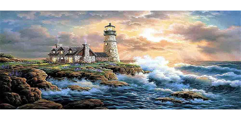 jatok large diamond painting kits for adults (35.5 x 15.7 inch) diy 5d  lighthouse full round