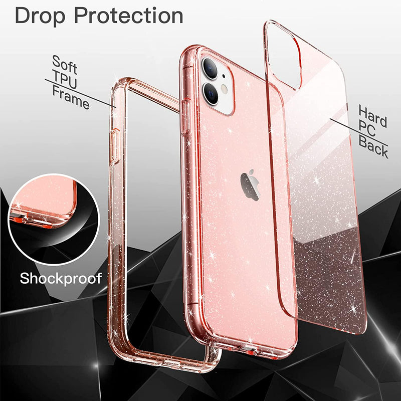 Compatible with iPhone 13 Case, Clear Glitter Soft TPU Shockproof  Protective Bumper Cover, Sparkle Bling Sparkly Cute Slim Women Girls Phone  Case for iPhone 13-6.1 inch 