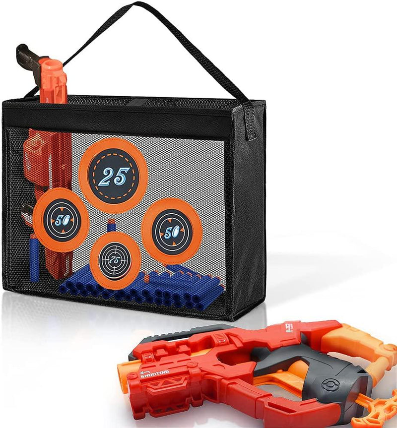JGCWorker Portable Practice Target for Nerf Guns N-Strike Elite Series, Mesh Storage Target Bag Accessories for Boys and Girls