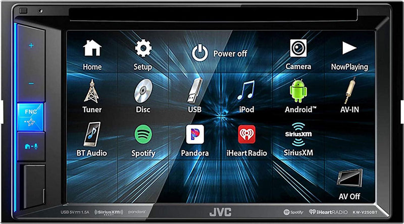 JVC KW-V250BT Multimedia Receiver Featuring 6.2 WVGA Clear Resistive Touch Monitor/Bluetooth / 13-Band EQ