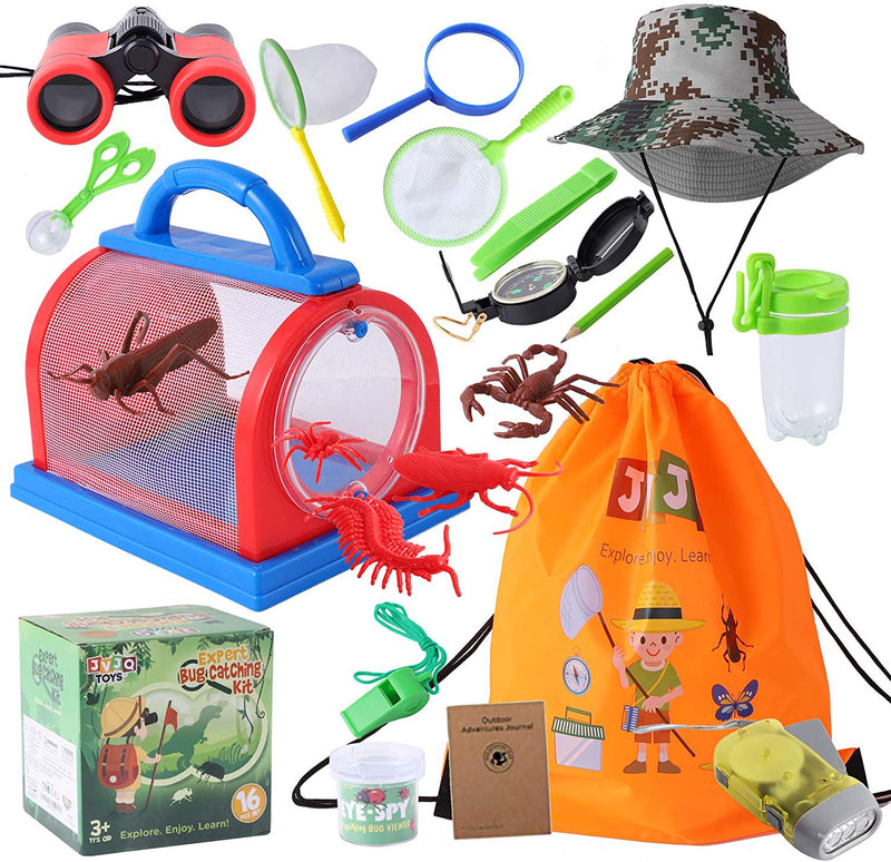 JVJQ Outdoor Explorer Kit Bug Catching Kit - Nature Exploration Kit with  Binoculars, Flashlight, Compass, Magnifying Glass, Butterfly Net - Great  Toys