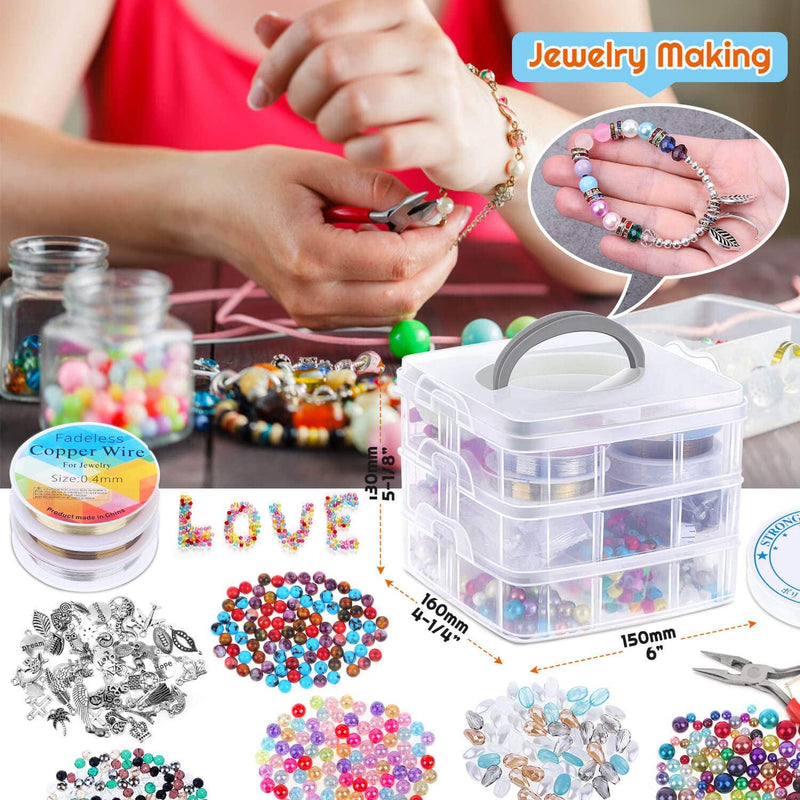 Ahmagen Jewelry Making Kit,Jewelry Making Supplies Includes Jewelry Pliers, Beading Wire, Jewelry Beads and Charms Findings for Jewelry Necklace Earring