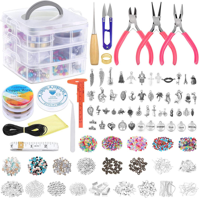 anezus Jewelry Making Tools Kit, Jewelry Making Supplies Wire Wrapping Kit  with Beading Needles, Jewelry Pliers, Elastic String and Earring Findings