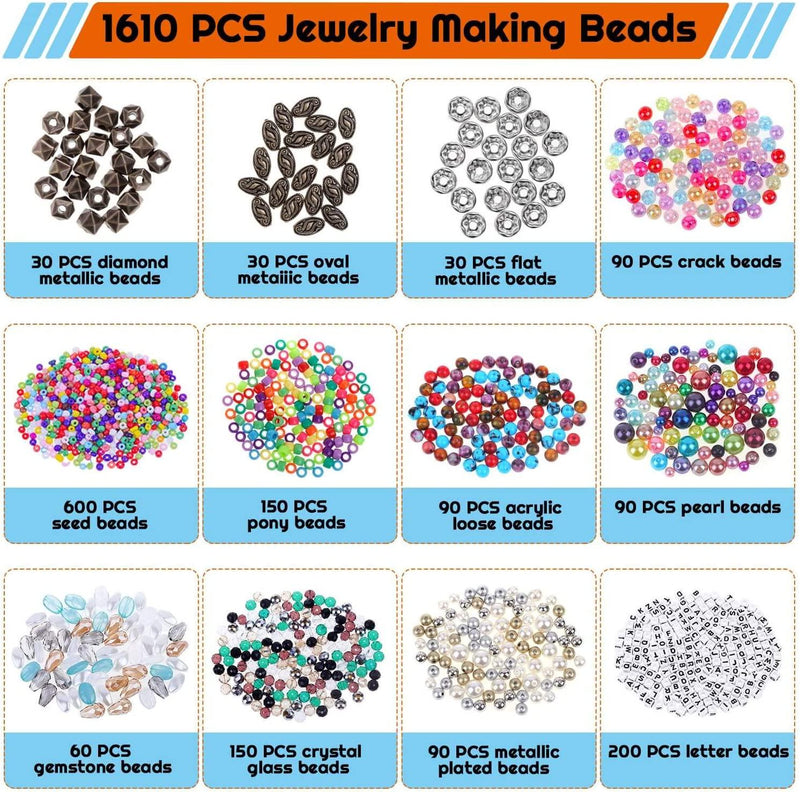 Jewelry Making Supplies, Shynek 2035Pcs Jewelry Making Kit with Jewelry Making Tools, Findings, Charms, Beads for Jewelry Necklace Earring Bracelet Making for Adults
