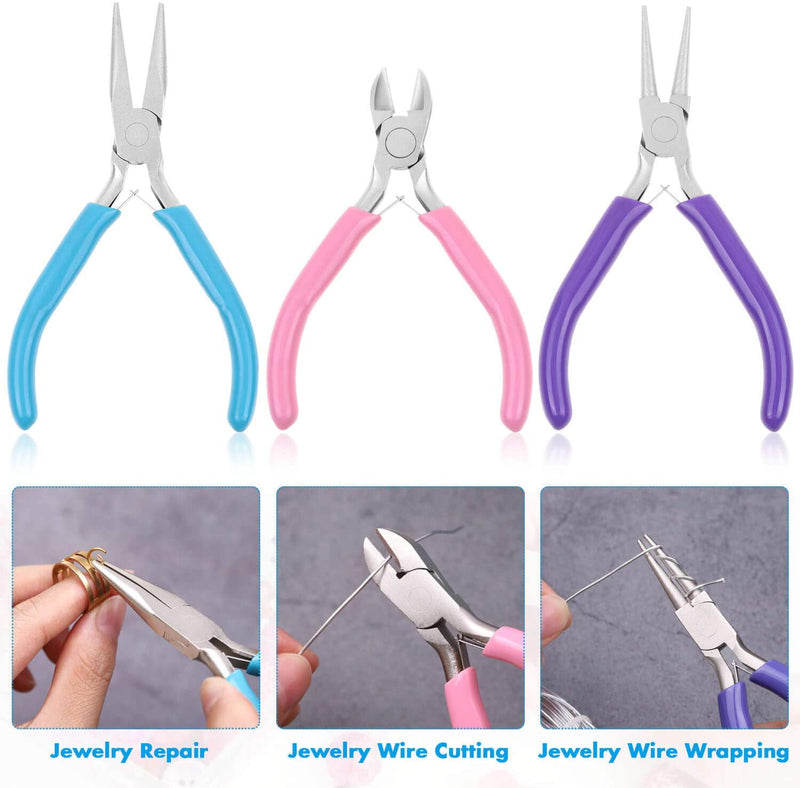 Jewelry Pliers, Shynek 3pcs Jewelry Making Pliers Tools with Needle Nose Pliers/Chain Nose Pliers, Round Nose Pliers and Wire Cutter for Jewelry Repair, Wire Wrapping, Crafts and Jewelry Making Suppli