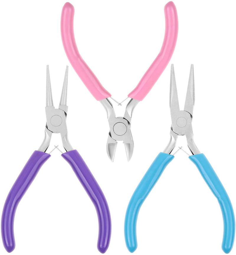 Jewelry Pliers, Shynek 3pcs Jewelry Making Pliers Tools with Needle Nose Pliers/Chain Nose Pliers, Round Nose Pliers and Wire Cutter for Jewelry Repair, Wire Wrapping, Crafts and Jewelry Making Suppli