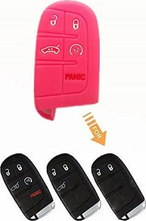 KEMANI Filp Remote Key Case Folding Replacement 5 button For 2014-2015 Chrysler 300 Jeep Grand Dodge Journey Charger With Uncut Insert Blade No chips (Slicone Cover)