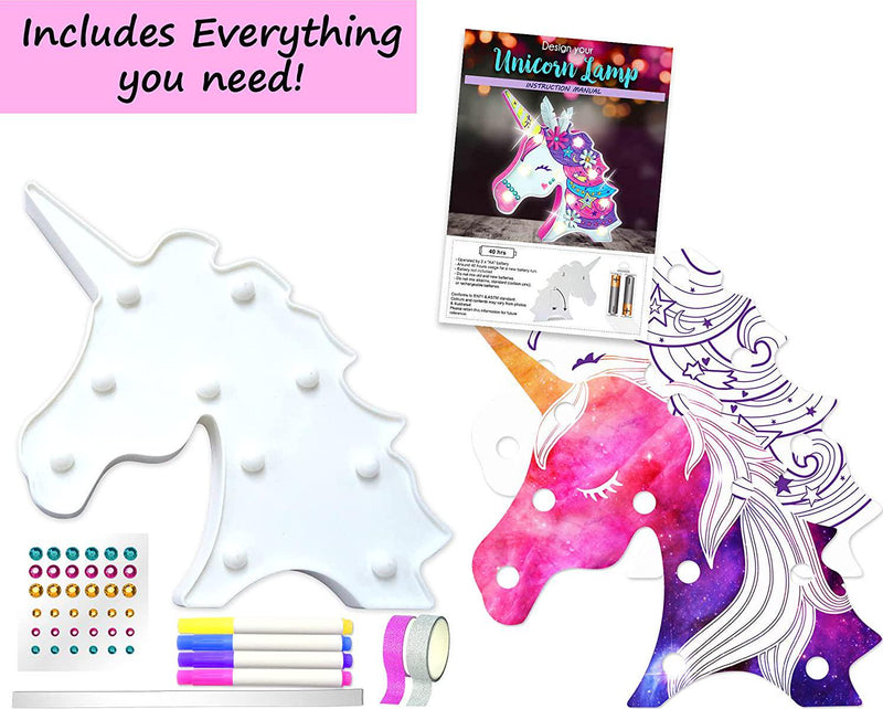 KRAFUN DIY Unicorn LED Lamp Kit for Kids Creative Arts and Crafts for Boys and Girls, STEM STEAM Toys for Boys and Girls Age 6 7 8 9 10 11 12 Year Old
