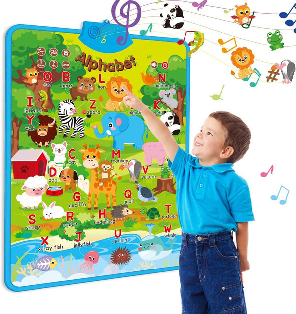 KaeKid Electronic Interactive Alphabet Chart for Kids, Learning ABC and Animal and Storys, Music Poster, Preschool Early Educational Toy for Age 2 3 4 5 Year Old Boys Girls Kids