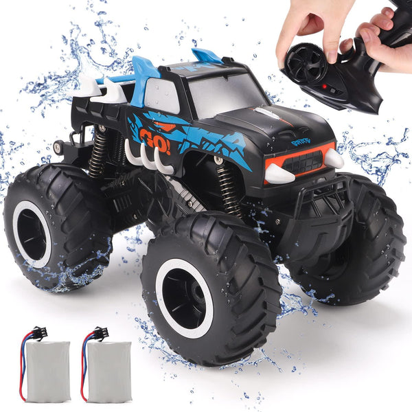 KaeKid RC Off Road Car Toys for 6-12 Year Old Boys, 360° Rotating RC Stunt Car, 2.4 GHz Amphibious Remote Control Car, 1:16 Scale High Speed RC Monster Truck for Kids (Blue)