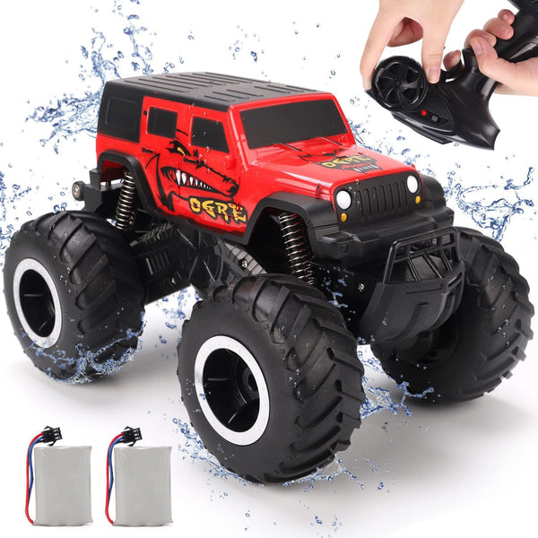 KaeKid Remote Control Stunt Car, 2.4Ghz High Speed All Terrain 360° Rotating Off-Road Waterproof Car, Outdoor Indoor RC Monster Truck Toy for Kids Ages 6-12 (Red)