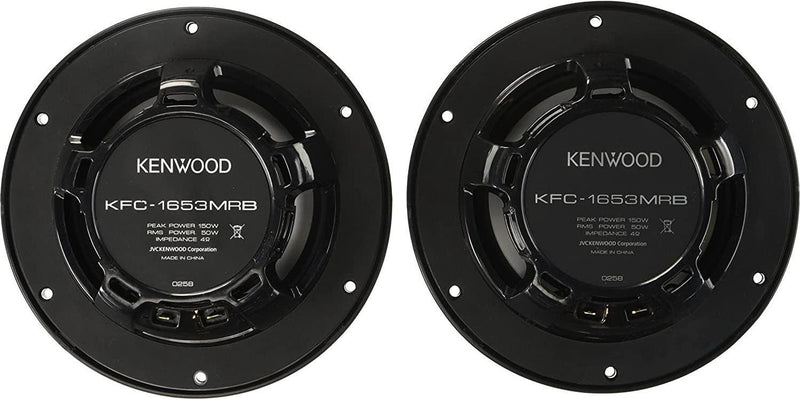 Kenwood KFC-1653MRB 6.5 Black Marine 2 Way Speakers 150 Watts