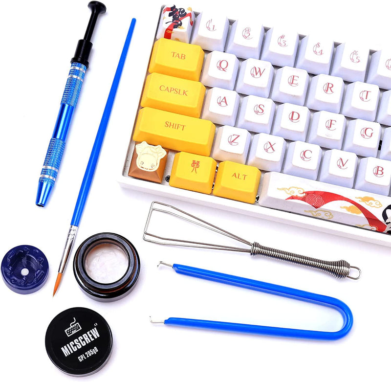 Keyboard Lube Kit Come with 0.35OZ GPL 205G0 and Switch Opener for MX Switches Contains Keycap Puller Switch Puller Stem Holder for Mechanical Keyboard, Keyboard Grease for Key Switch and Stabilizer
