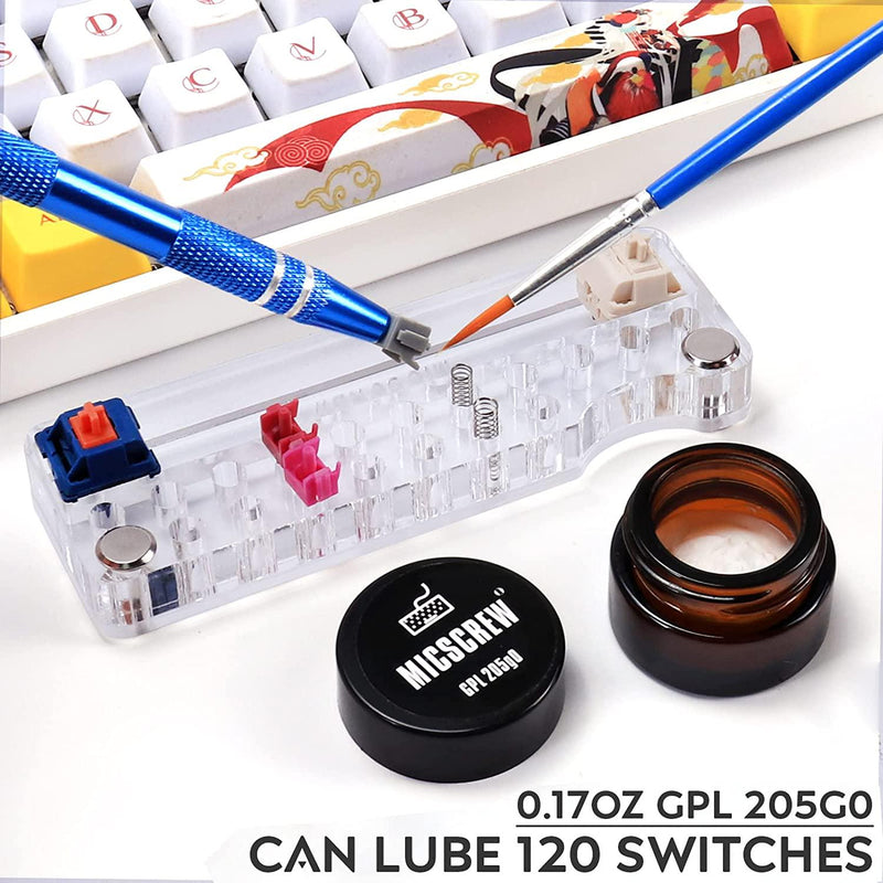 Keyboard Lube Station Kit 5PCS with 0.17oz GPL 205G0 MX Switch Opener and Stem Holder, Mechanical Keyboard Switch Lube Kit Apply to Gateron Cherry Switches, Keyboard Grease for Key Switch Stabilizers