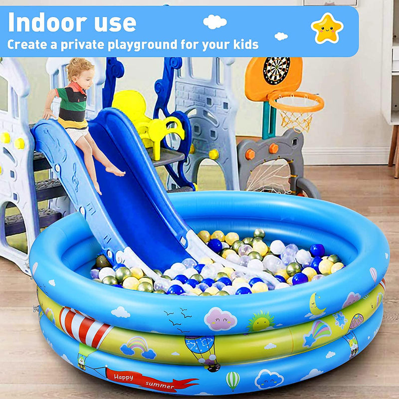 Kiddie Pool, 49&#039;&#039; Kids Swimming Pool with 2 Inflatable Toys Baby Summer Round Paddling Pool Garden Backyard Party Outdoor Water Pool Toys for Age 3+