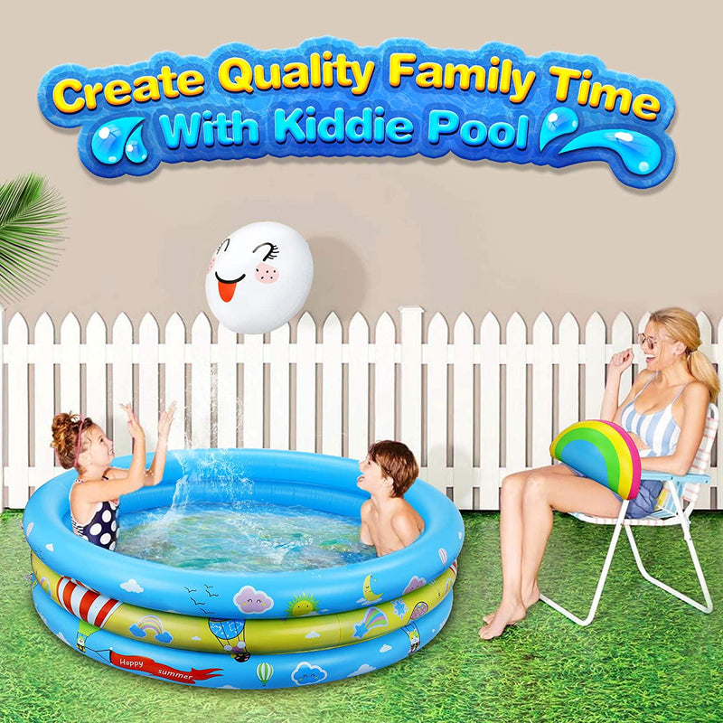 Kiddie Pool, 49&#039;&#039; Kids Swimming Pool with 2 Inflatable Toys Baby Summer Round Paddling Pool Garden Backyard Party Outdoor Water Pool Toys for Age 3+