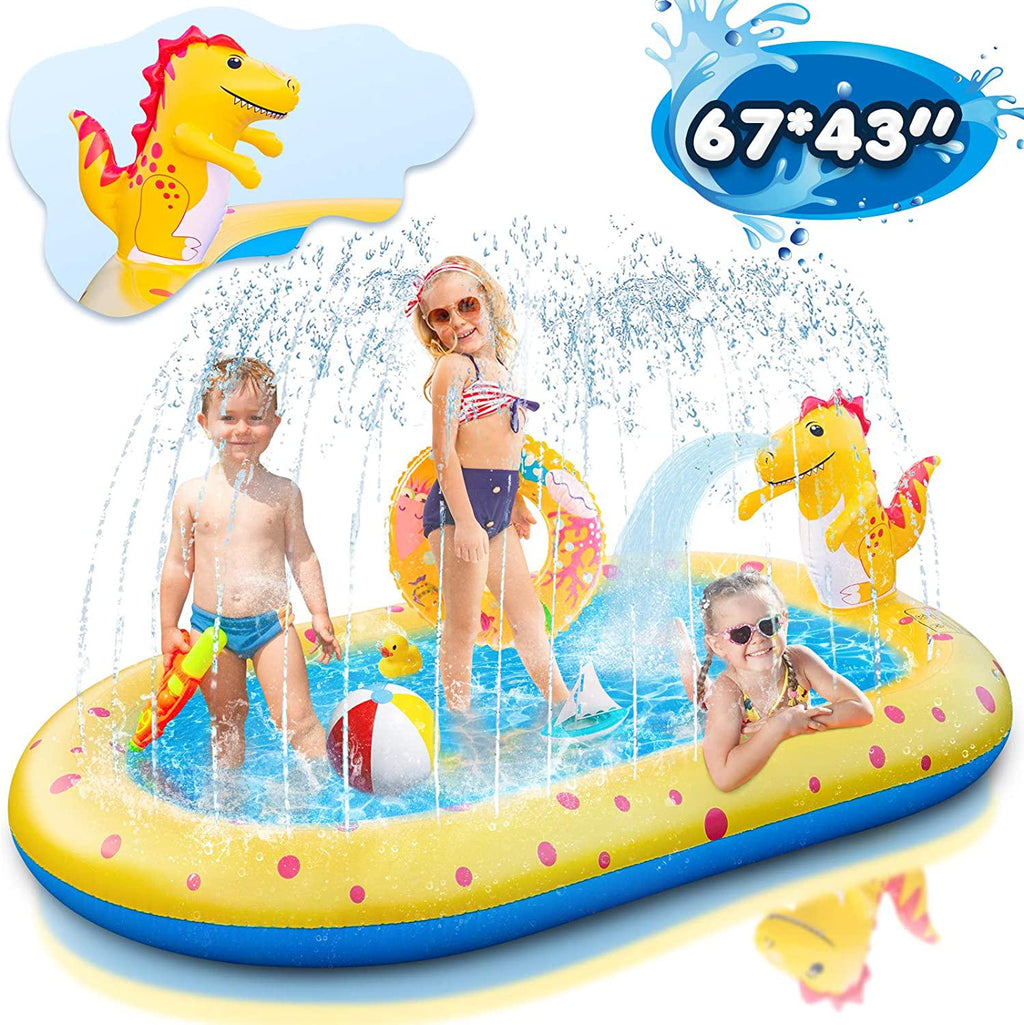 Kids Pool Splash Pad, Inflatable Sprinkler Pool Splash Mat, Large Infl
