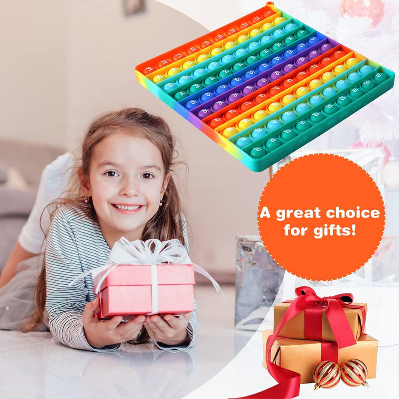Kingmall Numbers P0p with Numbers, Big Size P0pp with Numbers Rainbow Square Fidgett Ttoy 100bubbles Learning Tool for Teachers to Create Kinds of Math Manipulatives with 1-100 Numbers