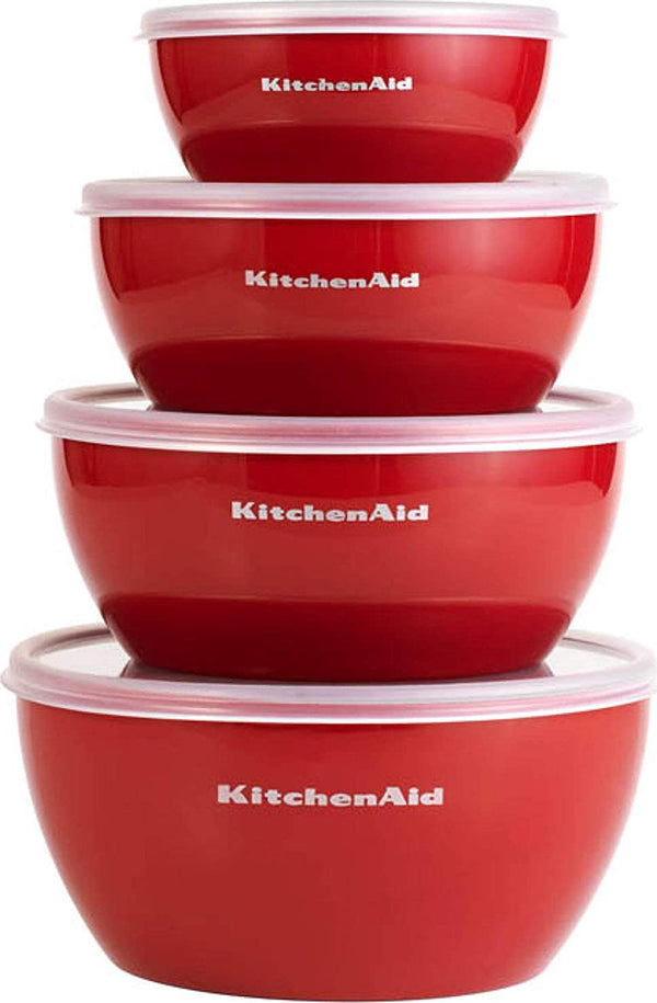 KitchenAid Classic Prep Bowls with Lids, Set of 4, Empire Red