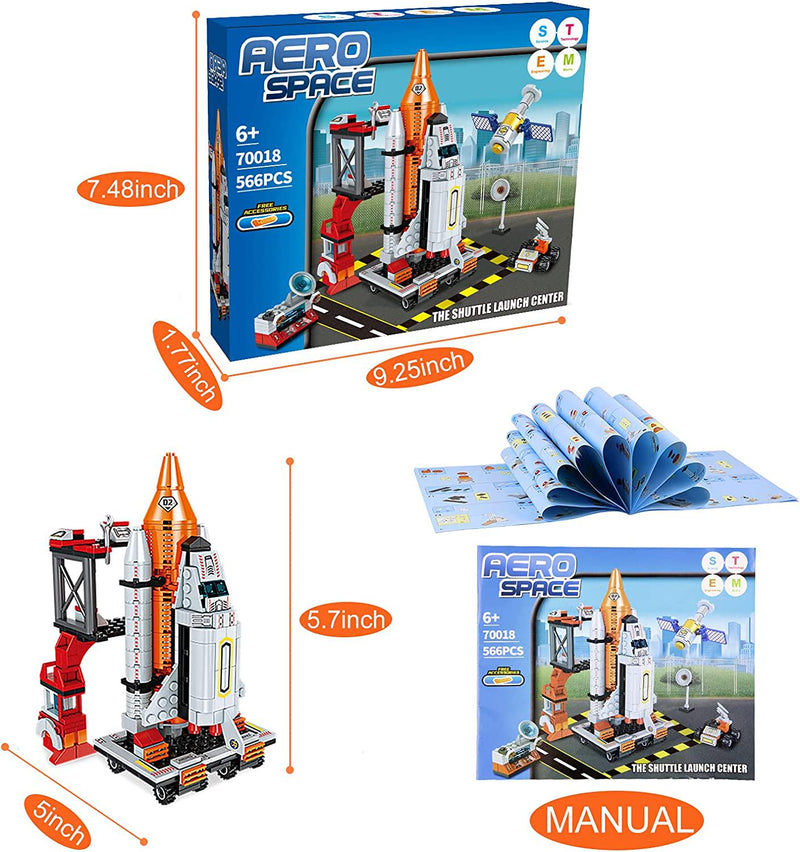 KooQii 566PCS Deep Space Rocket and Launch Control Rocket Building Kit with Toy Control Tower , Fun STEM Toy for Creative Play