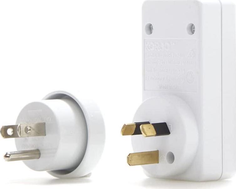 Korjo US USB Adaptor Australia, 2X USB Sockets, 1x AUS/NZ Socket, for USA, America, Canada, White