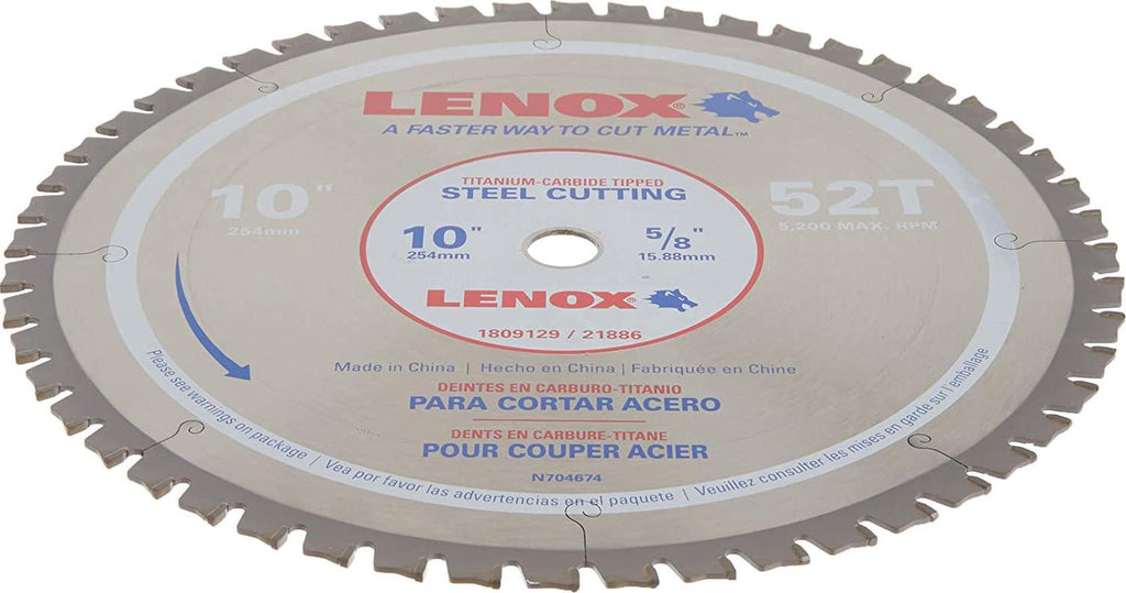 LENOX Tools 10-Inch Circular Saw Blade, Steel-Cutting, 52-Tooth (21886ST100052CT) - 2