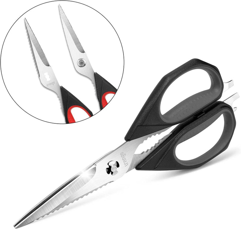 Kitchen Scissors - Heavy Duty Utility Come Apart Kitchen Shears for  Chicken, Meat, Food, Vegetables - 9.25 Inch Long Black & Red