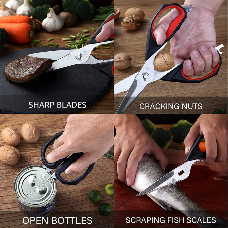 LIVINGO Kitchen Shears Heavy Duty: Cooking Scissors Dishwasher Safe Green