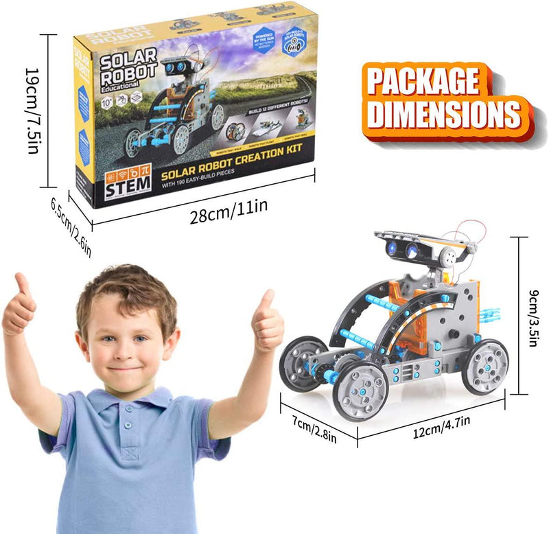 LYiUP Solar Robot Kit 12 in 1 STEM Robot Toy Education Learning Science DIY Solar Powered Building Toys for Kids Age 8+ Years Old Boys Girls