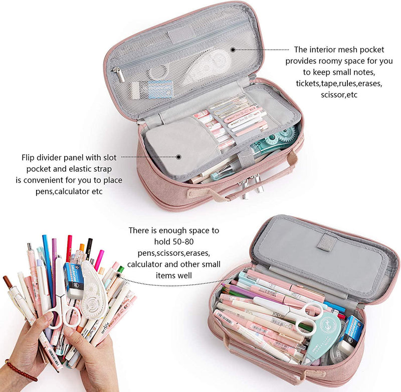 Big Capacity Pencil Case Stationery Storage Large Handheld Pen Pouch Bag  Multiple Compartment Double School Supplies